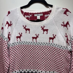 Bass Christmas Sweater Scoopneck Reindeer XL